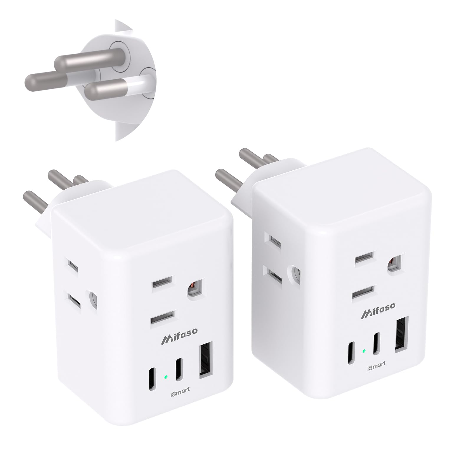 Photo 1 of ***SINGLE PACK*** Switzerland Power Adapter, Type J Adaptor Swiss Liechtenstein European Travel Plug Adapter, 3 Outlets 3 USB Charging Ports(2 USB C), 2 Pack