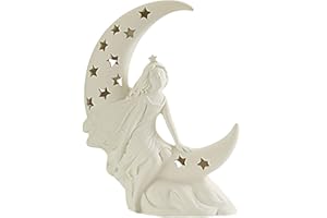 NEW HAMPSHIRE CRAFTWORKS Donella The Fairy and The Moon Candle Votive Lantern - Paint Your Own Mystical Ceramic Keepsake