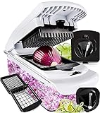 Fullstar Vegetable Chopper - Spiralizer Vegetable Slicer - Onion Chopper with Container - Pro Food Chopper - Slicer Dicer Cutter - 4 Blades