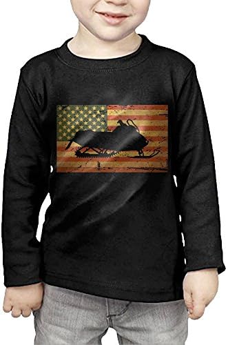 Nickone Snowmobile United States Flag Vintage Unisex Cotton Comfortable Athletic Casual Children'slong-Sleeve Shirts