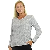 LA CERA Women's V-Neck Top, Comfor Collection Long Sleeve T Shirt, Grey Large