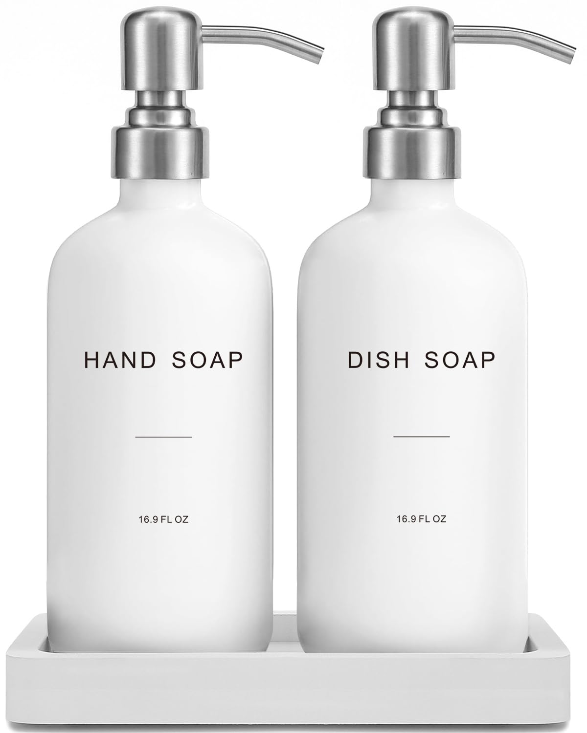 Photo 1 of *Small rusting**

Prus Waso White Soap Dispenser for Kitchen Sink, Dish and Hand Soap Dispenser with Silver Stainless Steel Pump, Perfect for Kitchen Decor and Accessories. (Silver & White)