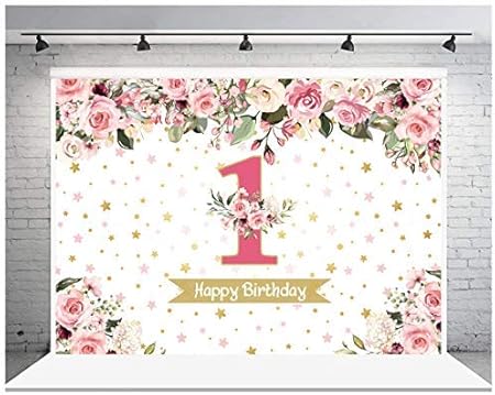 Aiikes 7x5ft 1er Bebe Anniversaire Fond Bebe Fille Photographie Fond Rose Floral Fond Flash Point Fille Anniversaire Fete Decoration Gateau Table Banniere Fond 11 536 Amazon Fr Photo Camescopes