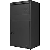 adoorn Modern Large Locking Package Delivery Boxes for Outside - Black | 36" H x 20.5" W x 15" D, Anti-Theft Secure Package Box, Free-Standing Parcel Drop Box, Weatherproof, Durable Steel