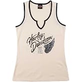 Harley-Davidson Women's Wing B Cotton Blend Sleeveless Tank Top, Off White