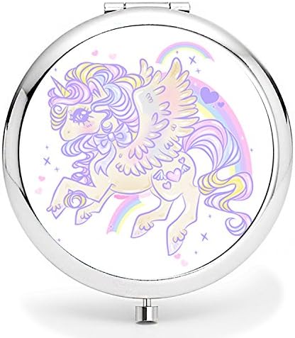 Vanity Mirror, Natural Light Personlized Pocket Makeup Mirror Double Sides with 2x Magnification and 1 True View Mirror Perfect for Travel - Unicorn2
