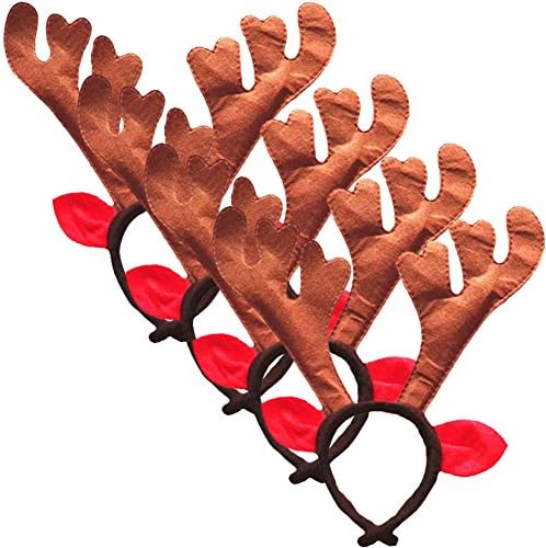 CeeDeek Christmas Headwear Antler Headband 13.39''x12.99''x9.06'' Packs of 4(13.39''x12.99''x9.06'', D)