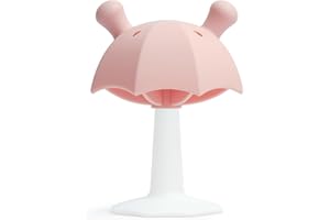 Umbrella Baby Teether with Suction Base, Keeping Baby Busy, Seposeve Teething Toys for Babies 0-6 Months, Silicone Teether Toys 6-12 Months 12-24 Months, Easy to Hold, BPA Free, Pink