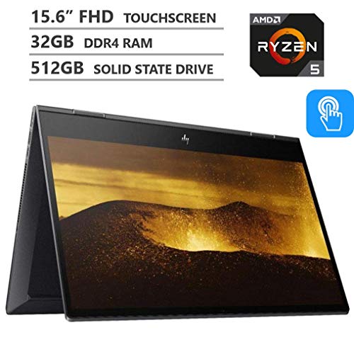 2019 Newest HP ENVY x360 2-in-1 15.6″ FHD IPS Micro-edge Touchscreen Laptop, AMD Ryzen5 3500U Processor up to 3.7GHz, 32GB RAM, 512GB M.2 SSD, HDMI, Wireless-AC, Bluetooth, Windows 10, Nightfall Black