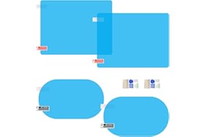 povtii 4 PCS Car Rearview Mirror Film, Waterproof Mirror Films Include Two Sizes, Anti-Fogging Rear View Safe Driving Sticker Film for Most Vehicles, Universal Car Accessories