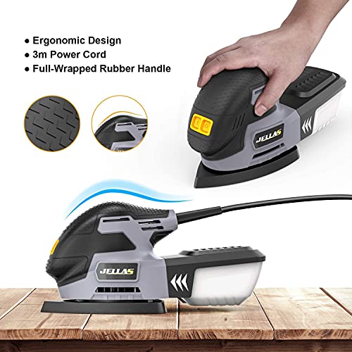 Mouse Detail Sander Jellas 13,000 RPM Compact Electric Sander for Wood, 2 Amp Hand Sander