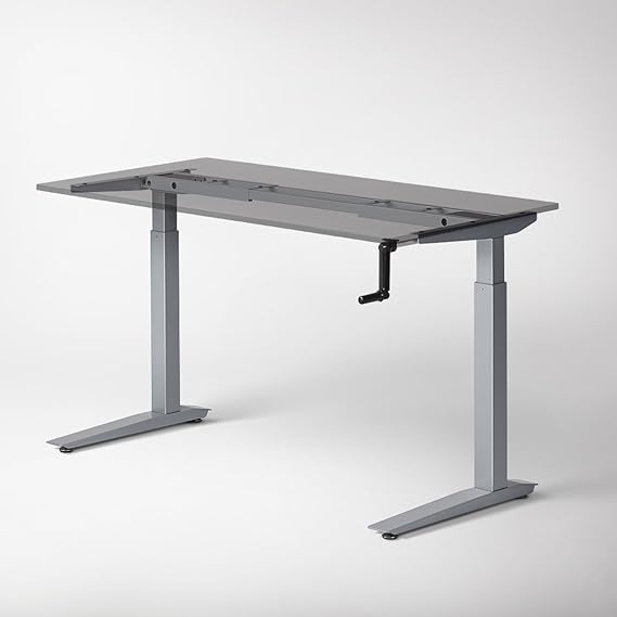 Amazon Com Jarvis Crank Powered Standing Desk Frame Only Adjustable Height Sit Stand Desk Desk Top Not Included Silver Furniture Decor