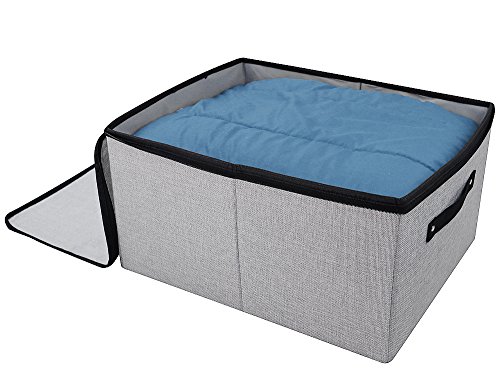 Dust proof Closet Clothes Storage Boxes with Zippered Lid, Breathable Fabric & Collasible Design for Seasonal Garment Organization, Light Gray, 2 pcs