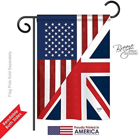 Breeze Decor - US UK Friendship Flags of the World - Everyday Impressions Decorative Vertical Garden Flag 13" x 18.5" Printed In USA