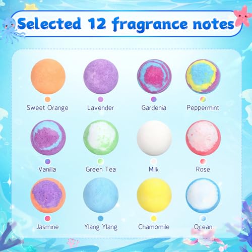 Bath Bombs for Kids with Surprise Toy - Pack of 12 Sea Bath Balls, Natural and Organic, Birthday, Children's Day and Children's Gift