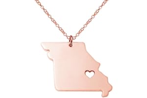 Meiligo 18K Gold Silver Country Map Charm Pendant Missouri State Map Necklace Jewelry