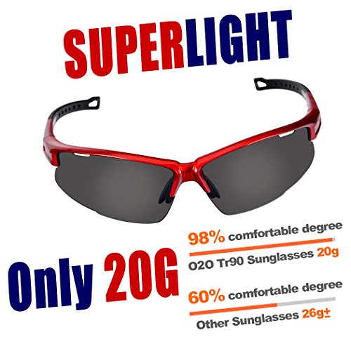 O2O Polarized Sports Sunglasses for Men Women Teens Cycling Running Fishing Golf Driving Tr90 Frame (Red/Black, Black)