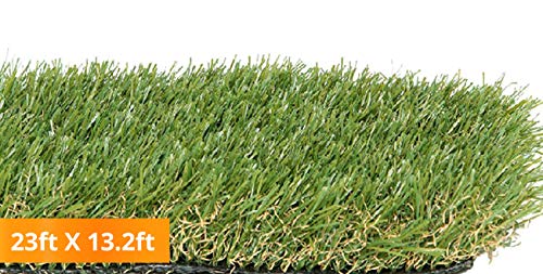 PZG Premium Artificial Grass Patch w/ Drainage Holes & Rubber Backing | 4-Tone Realistic Synthetic Grass Mat | 1.6-inch Blade Height |Extra-Heavy & Soft Pet Turf | Lead-Free Fake Grass for Dogs or Outdoor Decor | Size: 23' x 13.2'
