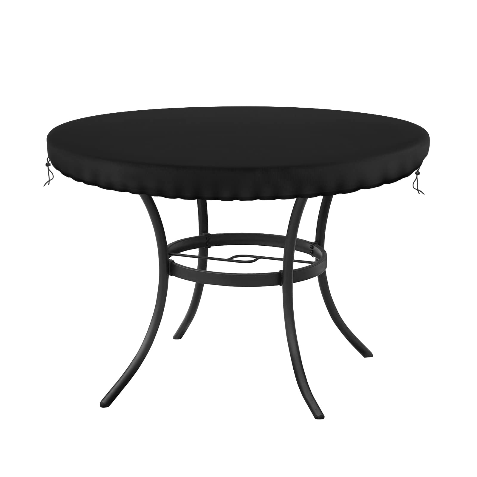 Garden Round Table Cover, Patio Furniture Table Top Cover, Waterproof Tablecloth, Wipe Clean Outdoor/Indoor Use, Diameter 106 cm Black
