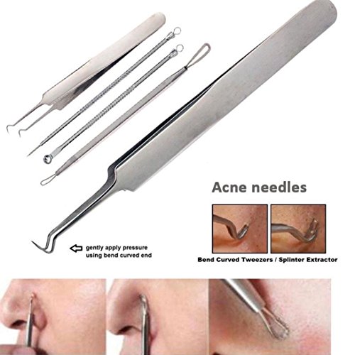 Blackhead Remover Tool Set, Blackhead Extractor, Makeupstore 4PCS Professional Surgical Blackhead Remover Tools, Blemish and Splinter Acne Pimple Removal Kit, Come Done Extractor Tool for Whitehead - Thumbnail 7