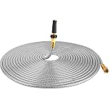 TOUCH-RICH 304 Stainless Steel Garden Hose, Lightweight Metal Hose with Free Nozzle, Guaranteed Flexible and Kink Free (75FT, Stainless)