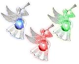 Christmas Window Decoration - Set of 3 Color Changing Suction Cup Acrylic Angels - Xmas Angels Playing a Horn - Suction Cup Christmas Lights