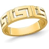 Gem And Harmony 14K Yellow Gold Cut-Out Greek Key Band Ring (size 7)