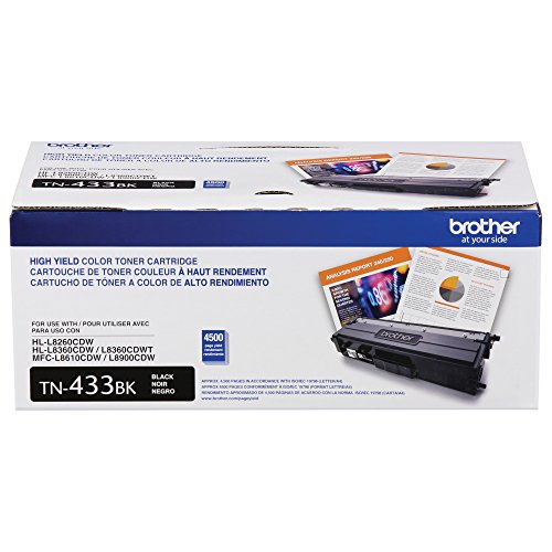 Brother Printer TN433BK High Yield Toner-Retail Packaging , Black