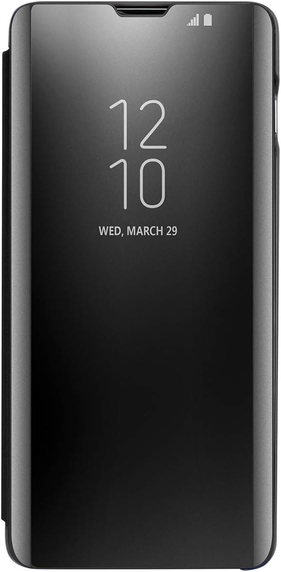 Case for Samsung Galaxy S10 Plus Case with Stand Flip Case Clear View Cover Flip Case (Black)