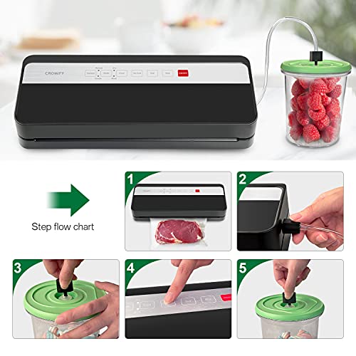 CROMIFY Vacuum Sealer Machine, Automatic Food Sealer Detachable Cover