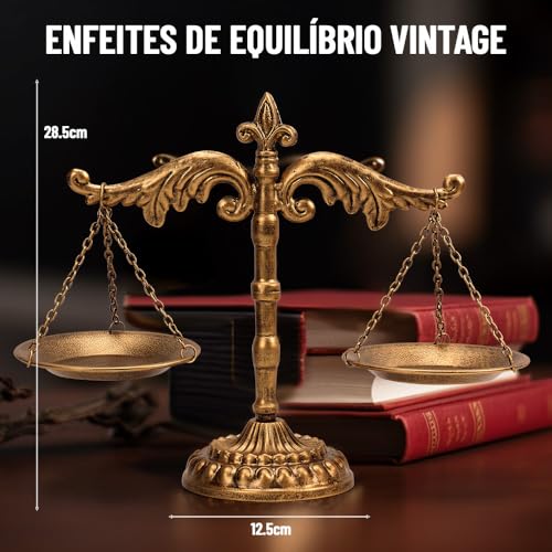 Balança Da Justiça de Metal, Balança de Equilíbrio de Peso Antiga, Libra de Estilo Vintage, Bandeja de Metal Estilo Vintage