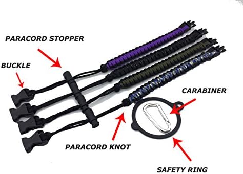 Handmade Paracord Bottle Handle Strap Hydro Flask Carabiner,Fire Starter, Compass&Whistle, Wide Mouth to Fit Any Flask…