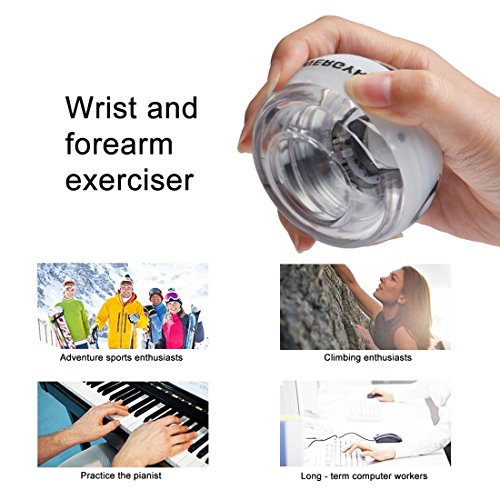RESBO Wrist Trainer Ball Exerciser Hand Spinner Gyroscopic Ball Metal Type Gyro Ball with LED Light