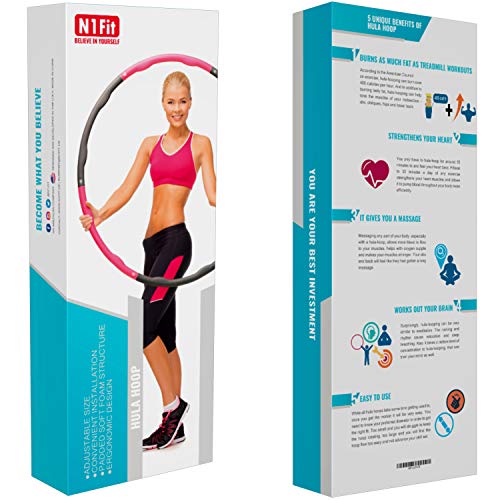 N1Fit Hula Hoop - The Original Adjustable Hula Hoops for Adults Blats Calories and is Foam Padded Weighted Hula Hoops Perfect for Exercise, Slim Waist, Weight Loss(2LB) Ideal Hula Hoop for Kids