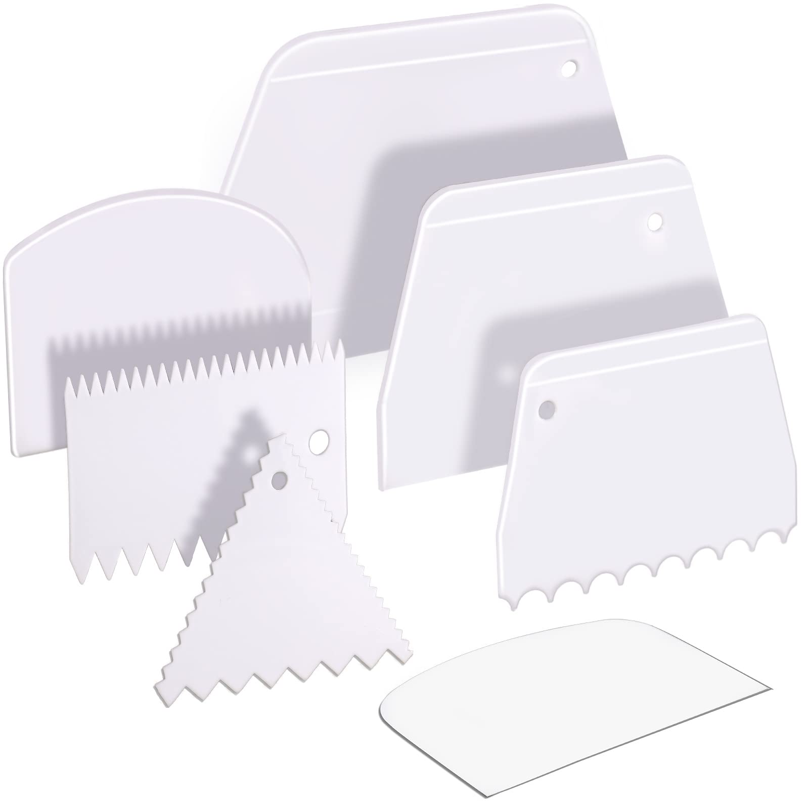 Teenitor 7 Pcs Plastic Cake Edge Scrappers Cutters Smoother Tool Set, Dough Scraper & Cake Scraper Buttercream Smoother Shape Jagged Edge for Bread Baking Cake Enthusiast Beginner Professional Baker
