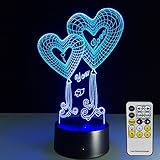 Night Light with Remote Controller LED Touch Table Desk Lamp 7 Colors Changing Optical Illusion Lights with Acrylic Flat ABS Base USB Charger for Lover Gifts and Room Decorative
