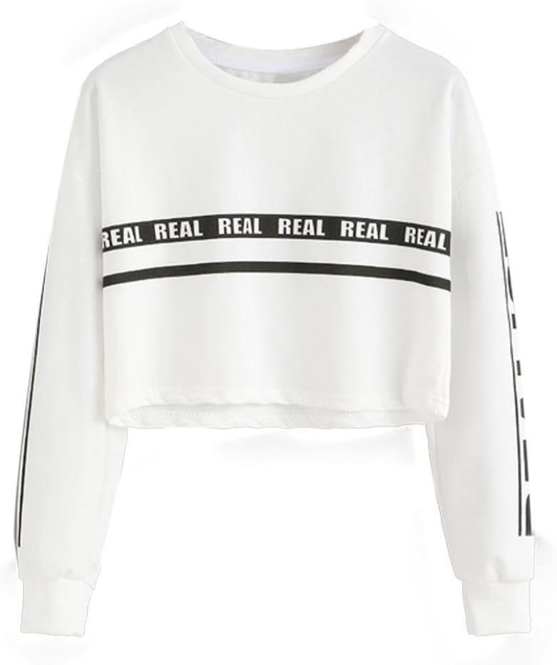 Jacky Women's Letter Print Sweatshirt Crop Top Blouse