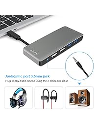 USB C Hub, tipo C Hub adaptador HDMI para MacBook, MacBook Pro 2016 2017 2018 y otros tipo C notebook, USB Tipo C Hub con 4K HDMI, USB C carga, lector de tarjetas SD TF, 2 USB 3.0, Hub de aluminio
