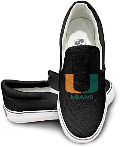 HRRONA University Of Miami Hurricanes Logo Unisex Footwall Canvas Shoes Dancing Black Size 38
