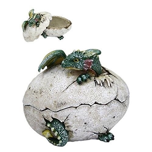Ky & Co YesKela 5 Inch Dragon Hatchling Cracked Egg Jewelry/Trinket Box Figurine