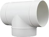 Fantronix 100mm Round Ducting Tee Connector White Plastic Ventilation Pipe view 4