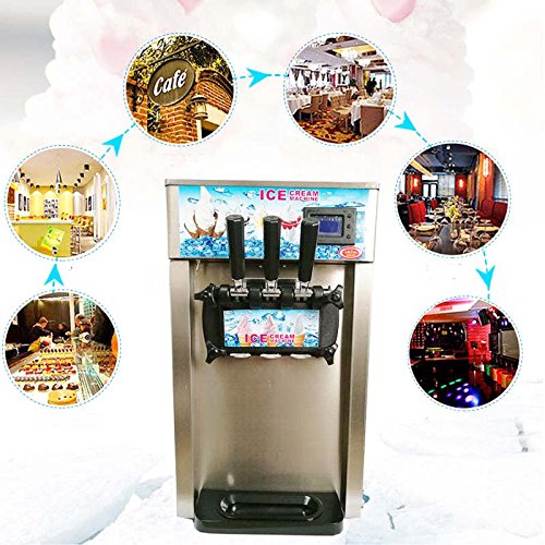 Ice Cream Machine Commercial 1200W Soft Serve Ice Cream Machine LCD Display Ice Cream Maker Sorbet/ Frozen Yogurt / Gelato/ with 3 Flavor 110V (210022) - Thumbnail 3