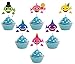 24 Pieces Cute Shark Cupcake Toppers (6 colors),Laughing Shark Cake Toppers Picks for Kids Birthday Party, Baby Shower Cake Decorations