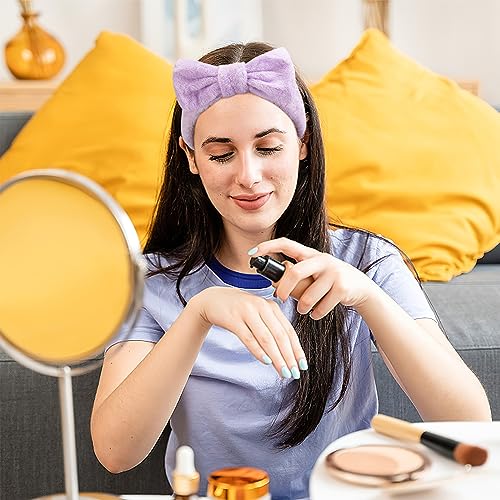 Shindel 6PCS Makeup Headbands for Women, Spa Headband Bow Tie Hair Band Coral Fleece Head Wraps for Washing Face Skincare Shower Sports Yoga 6 Assorted Colors