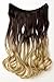 S-noilite Invisible Crown Hair Extensions Secret Transparent Headband Hairpieces No Clip Long Human Made Natural Synthetic Fibre Hair Piece for Women Curly 20 Inch dark brown to ash blonde