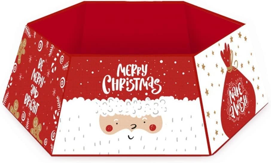 Tree Stands - 32 Inch Christmas Tree Collar, Foldable Square Christmas Tree Ring, Christmas Tree Base Hexagonal Stand, Christmas Tree Ring Collar for Xmas Tree Home Party Decor (Red+White)