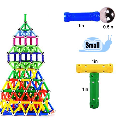 MUITOBOM 206 pcs Educational Magnetic Sticks Building Blocks Toys, Magnetic Tiles Construction Blocks 3D Educational Toy Set for Kids
