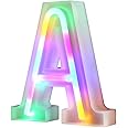 WARMTHOU Neon Letter Lights 26 Alphabet Letter Bar Sign Letter Signs for Wedding Christmas Birthday Partty Supplies,USB/Battery Powered Light Up Letters for Home Decoration-Colourful A