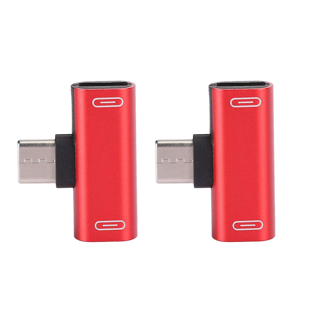 Neel 2pcs Adapter, Type-C Audio Charger Aluminum USB-C Splitter, Charging/Calling/Remote/Music 2 In 1 Converter, for Letv 2G/3G(red)
