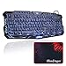 Gaming Keyboard, BlueFinger Mechanical Computer Keyboard USB Wired LED 3 Color Red/Blue/Purple Backlit Gamer lighted Keyboard with Customized MousePad primary